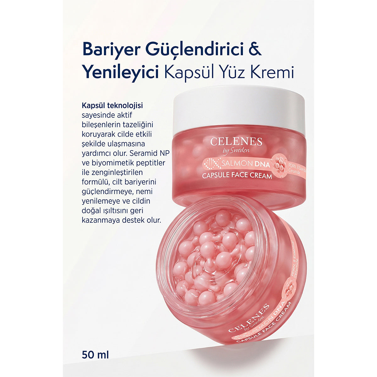 Celenes By Sweden Somon DNA PDRN Bariyer Güçlendirici & Yenileyici Kapsül Yüz Kremi, 50 ml