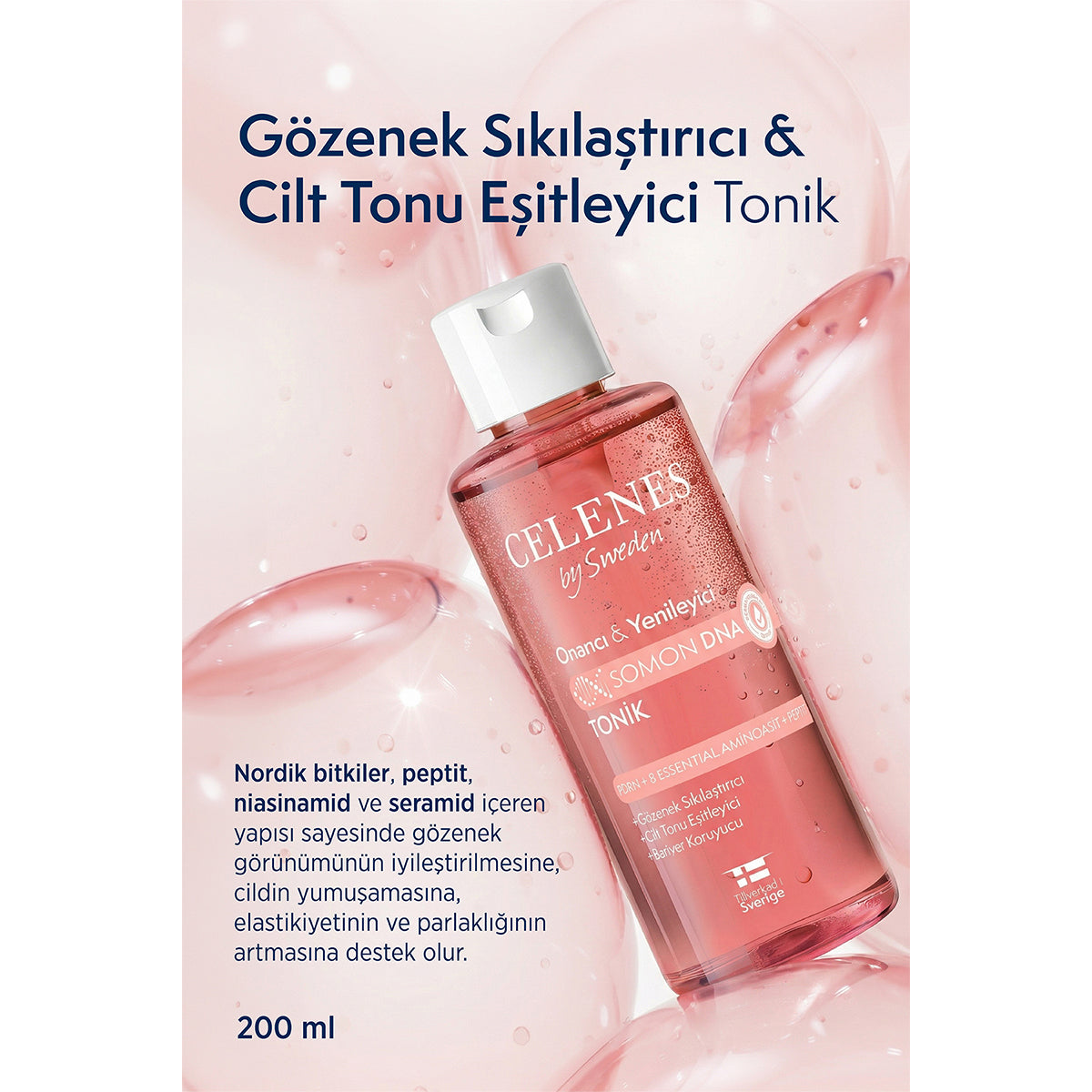 Celenes By Sweden Somon DNA PDRN Gözenek Sıkılaştırıcı & Cilt Tonu Eşitleyici Tonik, 200 ml