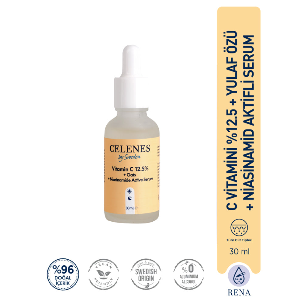 Aydınlatıcı Ve Cilt Tonu Eşitleyici Rena C Vitamini Serum - Yulaf Özü + Niacinamide 30 ml