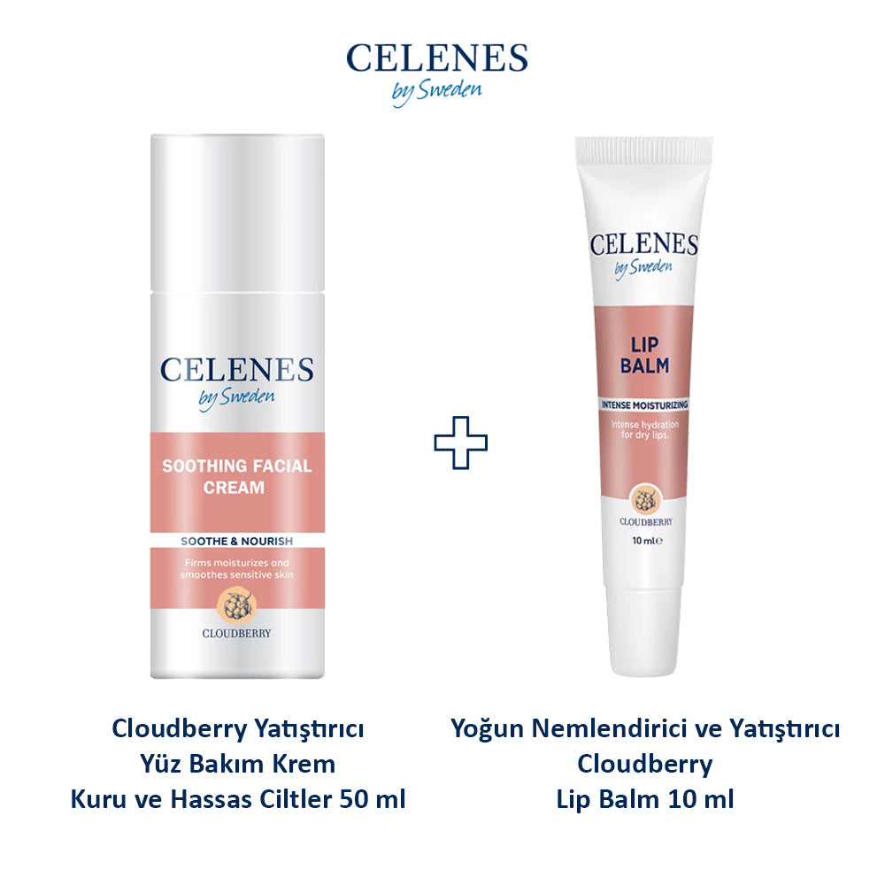 CloudBerry Yatıştırıcı Yüz Kremi, 50 ml + Yoğun Nem Lip Balm, 10 ml 2'li Set