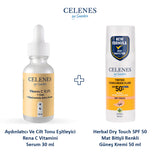Rena C Vitamini Serum 30 ml + Herbal Dry Touch SPF 50 Mat Bitişli Renkli Güneş Kremi, 50 ml 2'li Set