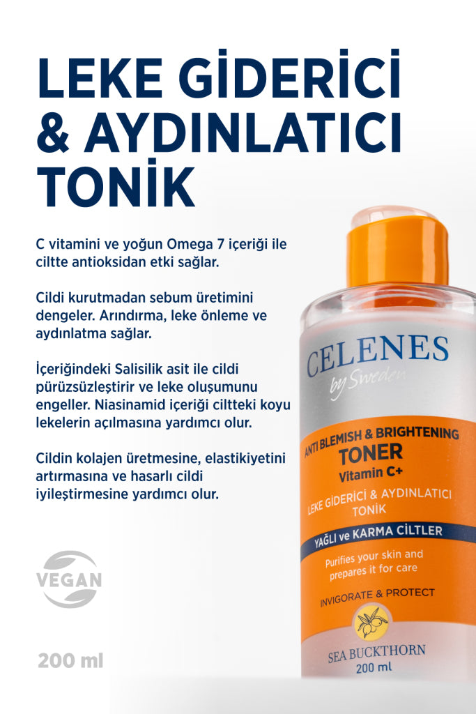 Salisilik Asit ve Niacinamide İçeren Sivilce , Gözenek ve Leke Karşıtı Sea Buckthorn Tonik