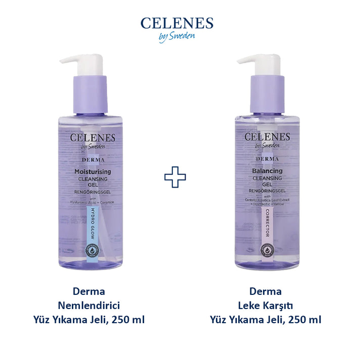 Derma Nemlendirici Yüz Yıkama Jeli, 250 ml + Derma Leke Karşıtı Yüz Yıkama Jeli, 250 ml 2'li Set
