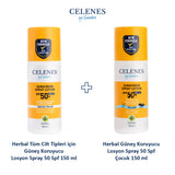 Herbal Tüm Cilt Tipleri için Güneş Koruyucu Losyon Spray 50 Spf 150 ml + Herbal Güneş Koruyucu Losyon Spray 50 Spf Çocuk, 150 ml 2'li Set