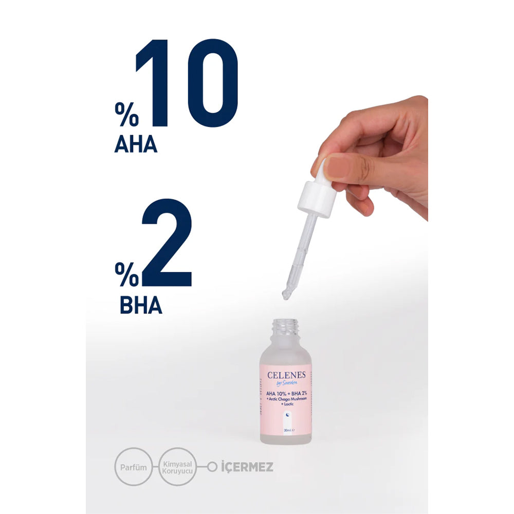 Cilt Tonu Eşitleyici ve Canlandırıcı Rena AHA + BHA Serum - Arctic Chaga Mushroom 30 ml