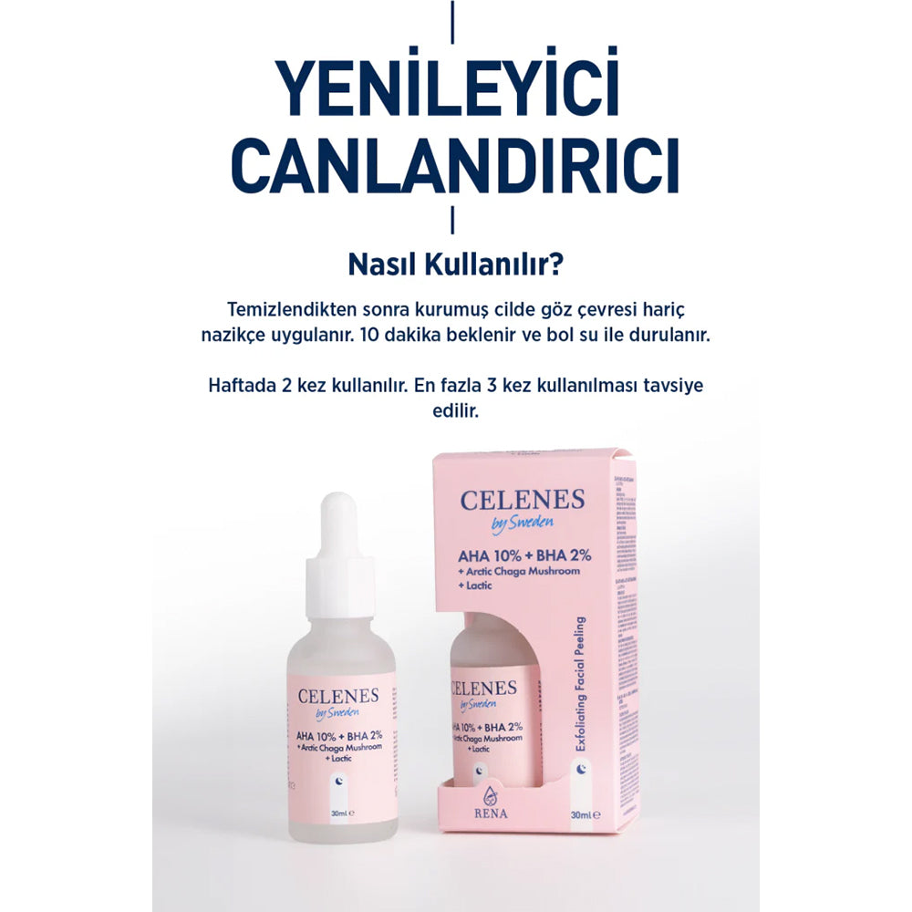 Cilt Tonu Eşitleyici ve Canlandırıcı Rena AHA + BHA Serum - Arctic Chaga Mushroom 30 ml