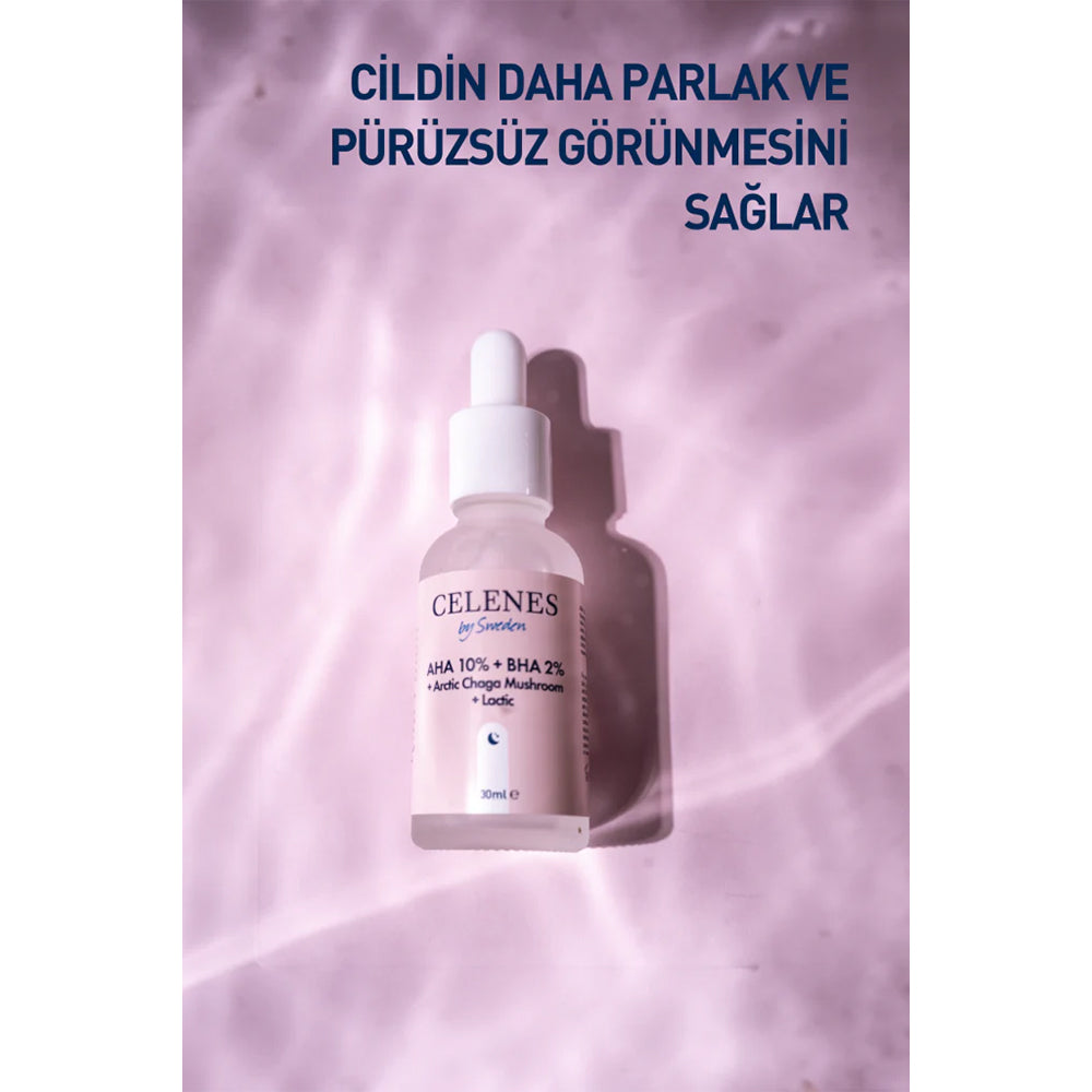 Cilt Tonu Eşitleyici ve Canlandırıcı Rena AHA + BHA Serum - Arctic Chaga Mushroom 30 ml