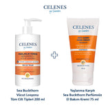 Sea Buckthorn Vücut Losyonu Tüm Cilt Tipleri 200 ml + Yaşlanma Karşıtı Parfümsüz El Bakım Kremi 75 ml 2'li Set
