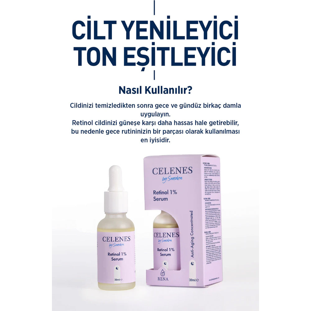 Kırışıklık Karşıtı Rena Retinol Cilt Yenileyici Bakım Serumu 30 ml