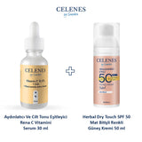 Rena C Vitamini Serum 30 ml + Herbal Dry Touch SPF 50 Mat Bitişli Renkli Güneş Kremi, 50 ml 2'li Set